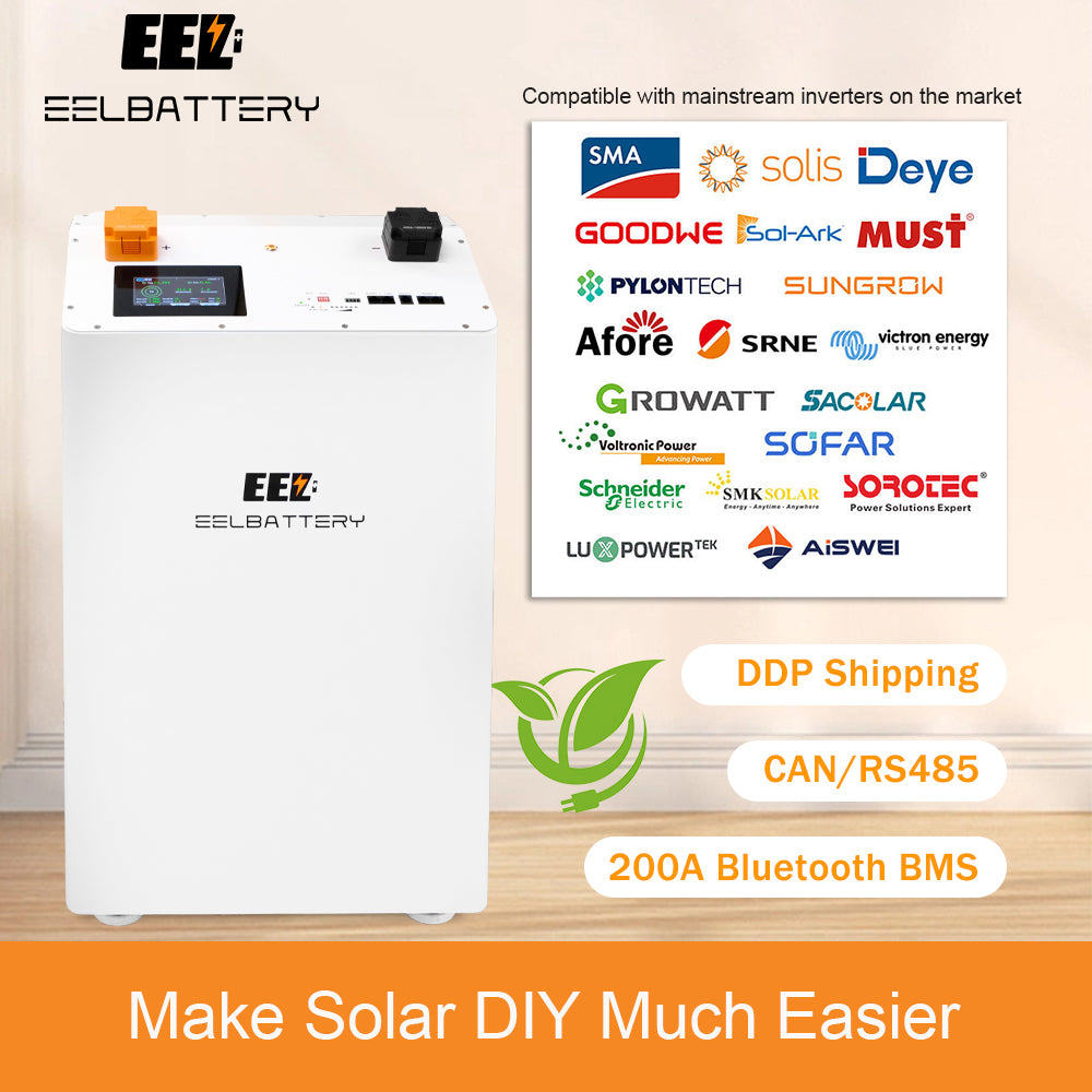 The JK BMS built into the EEL JK V3 vertical battery box can communicate with mainstream low-voltage inverters on the market, allowing you to easily build a home off-grid system.