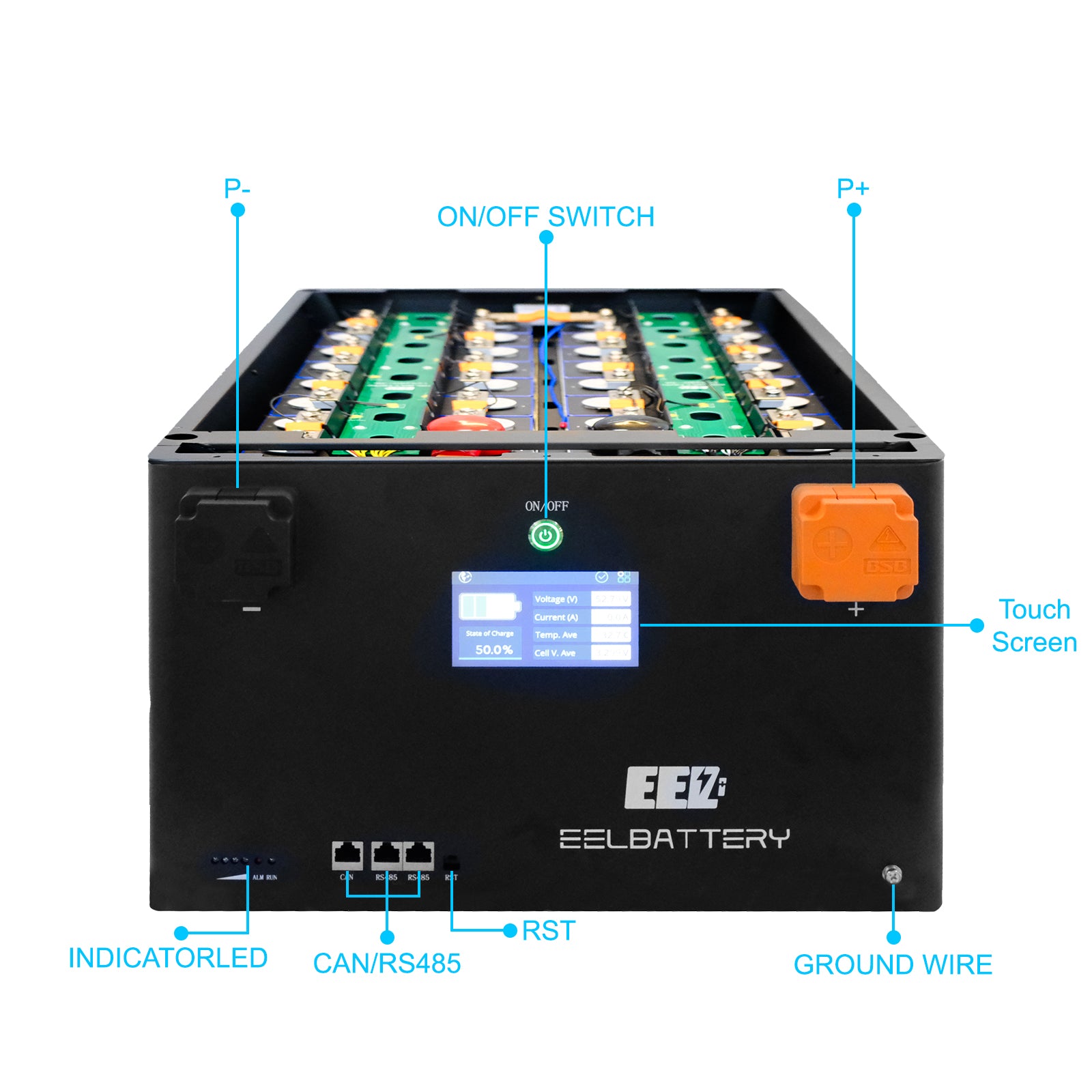 EEL 48V Seplos BMS V1 Horizontal Battery Box Front Panel Introduction