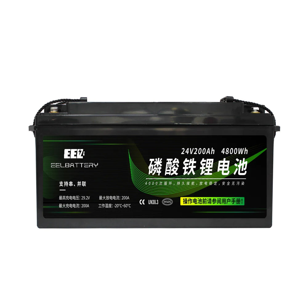 EEL 24V 200Ah Pre-assembled LiFePO4 Lithium Ion Built-in Bluetooth BMS Battery Pack