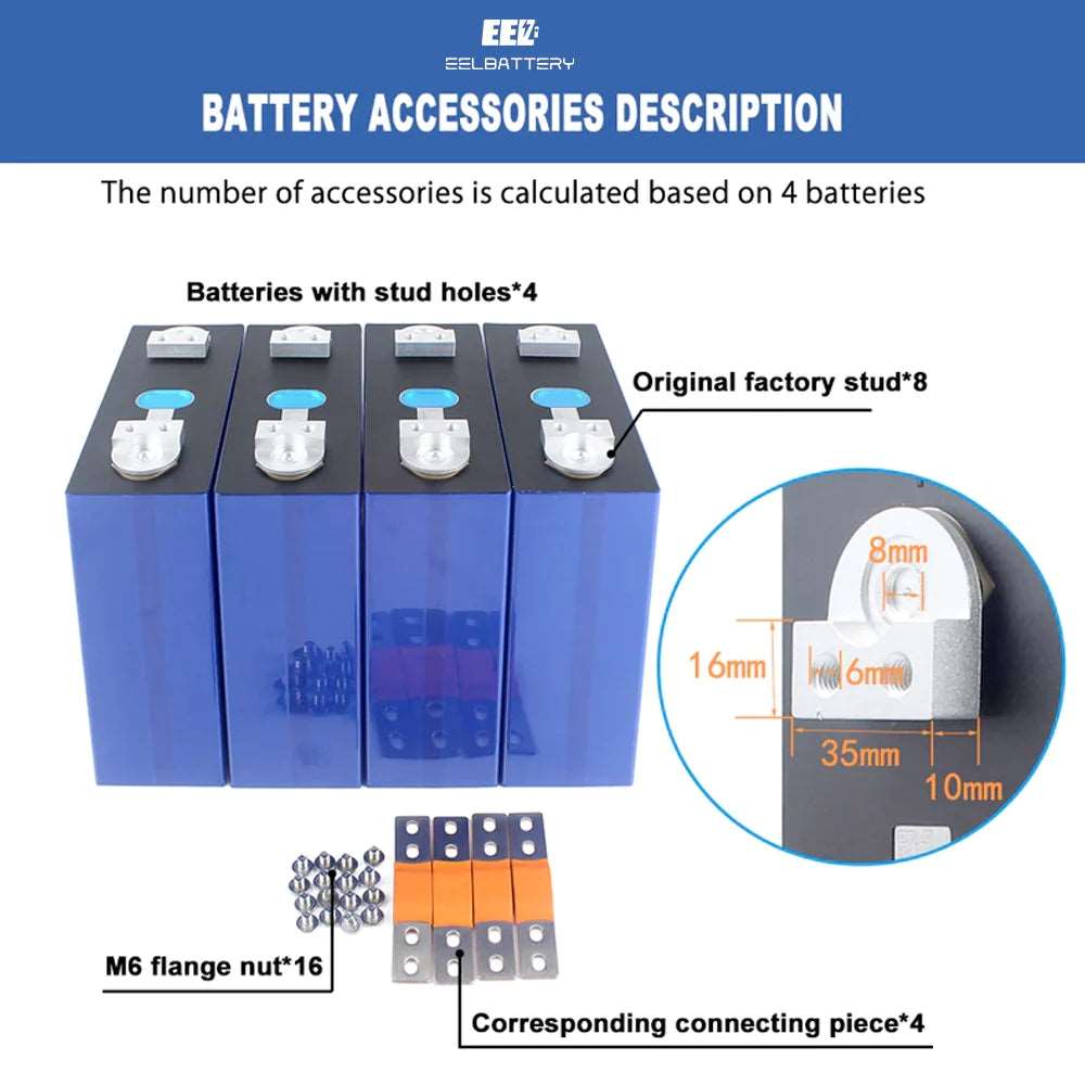 4PCS 3.2V Super EVE304 New Studs Level A LiFePO4 Battery Cells for DIY Solar EU stock