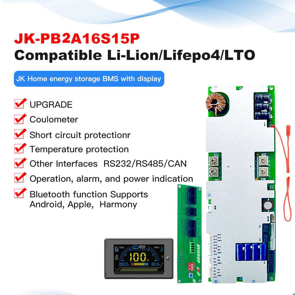 JK 200A 16S 48V CAN/RS485 Lifepo4 Battery 2A Active Balance BMS Protection Board