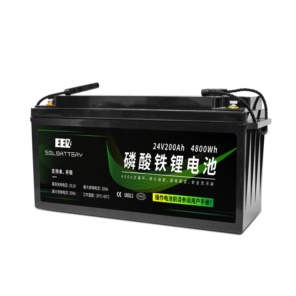 EEL 24V 200Ah Pre-assembled LiFePO4 Lithium Ion Built-in Bluetooth BMS Battery Pack