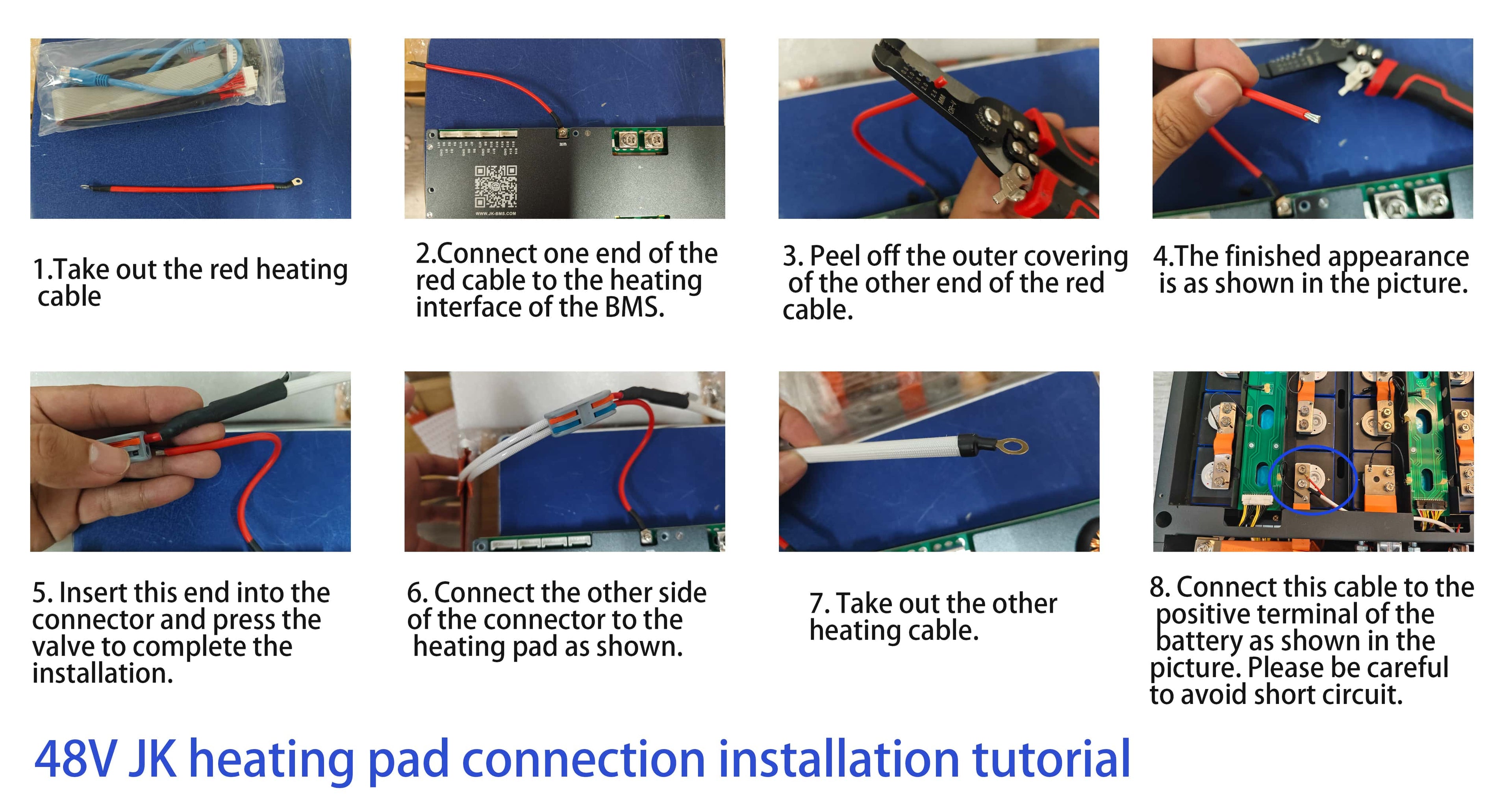 This picture shows you how to add heating pad in your battery with JK BMS