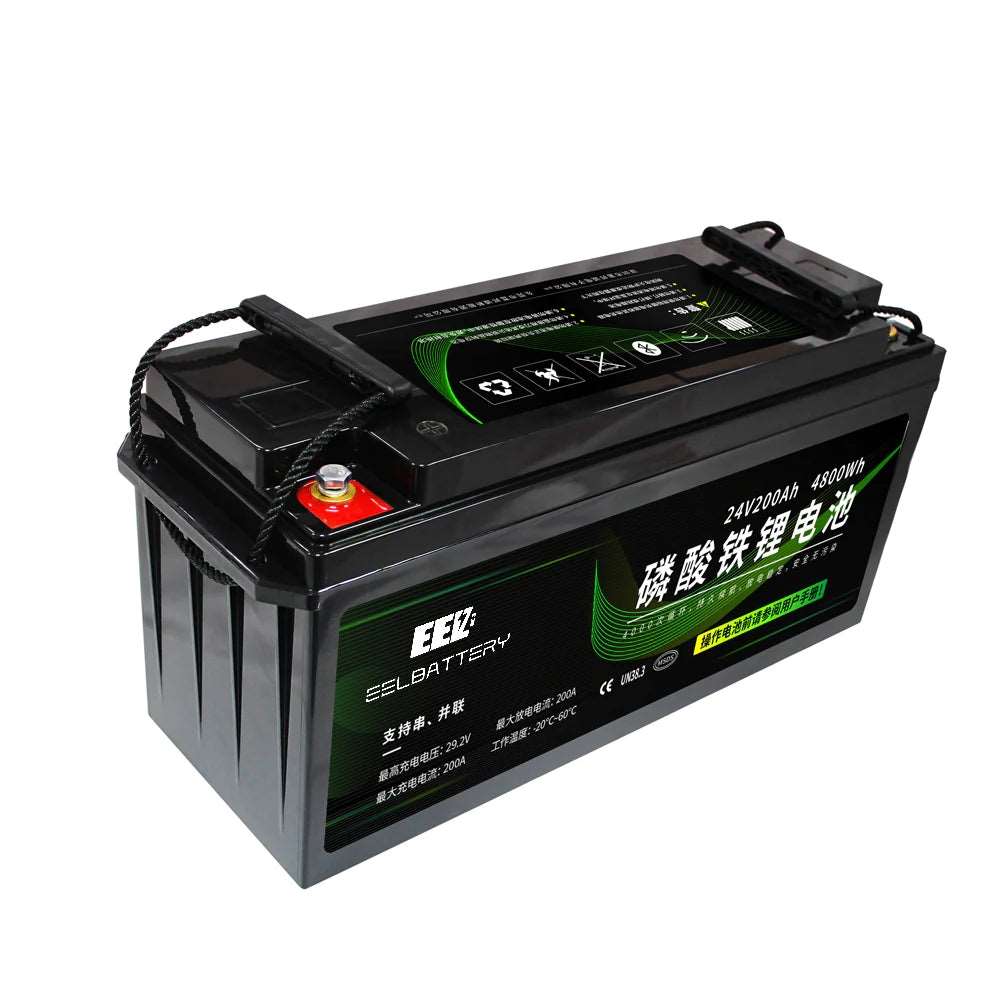 EEL 24V 200Ah Pre-assembled LiFePO4 Lithium Ion Built-in Bluetooth BMS Battery Pack