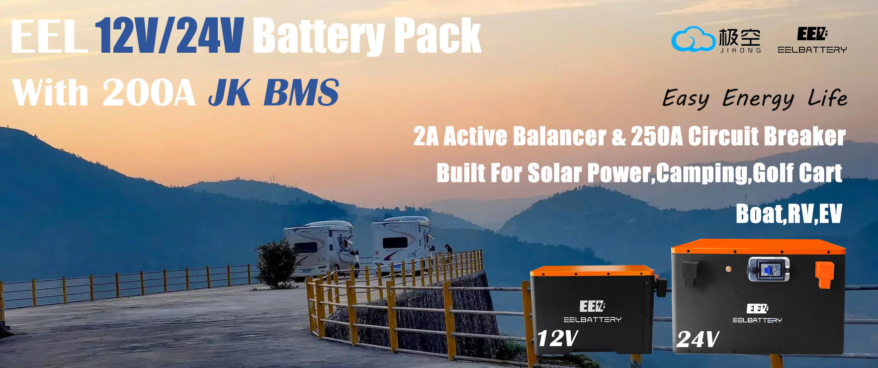 EEL 12V&24V DIY battery box kit for camping,solar power,RV,EV