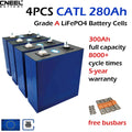 4-pack CATL 280Ah 8000 cycle life square lithium iron phosphate cells, welded M6 studs, suitable for solar energy storage, available from CNEEL BATTERY European warehouse.