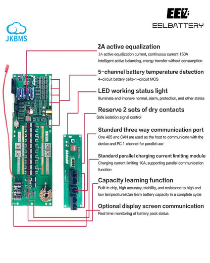 JK 200A 16S 48V CAN/RS485 Lifepo4 Battery 2A Active Balance BMS Protection Board