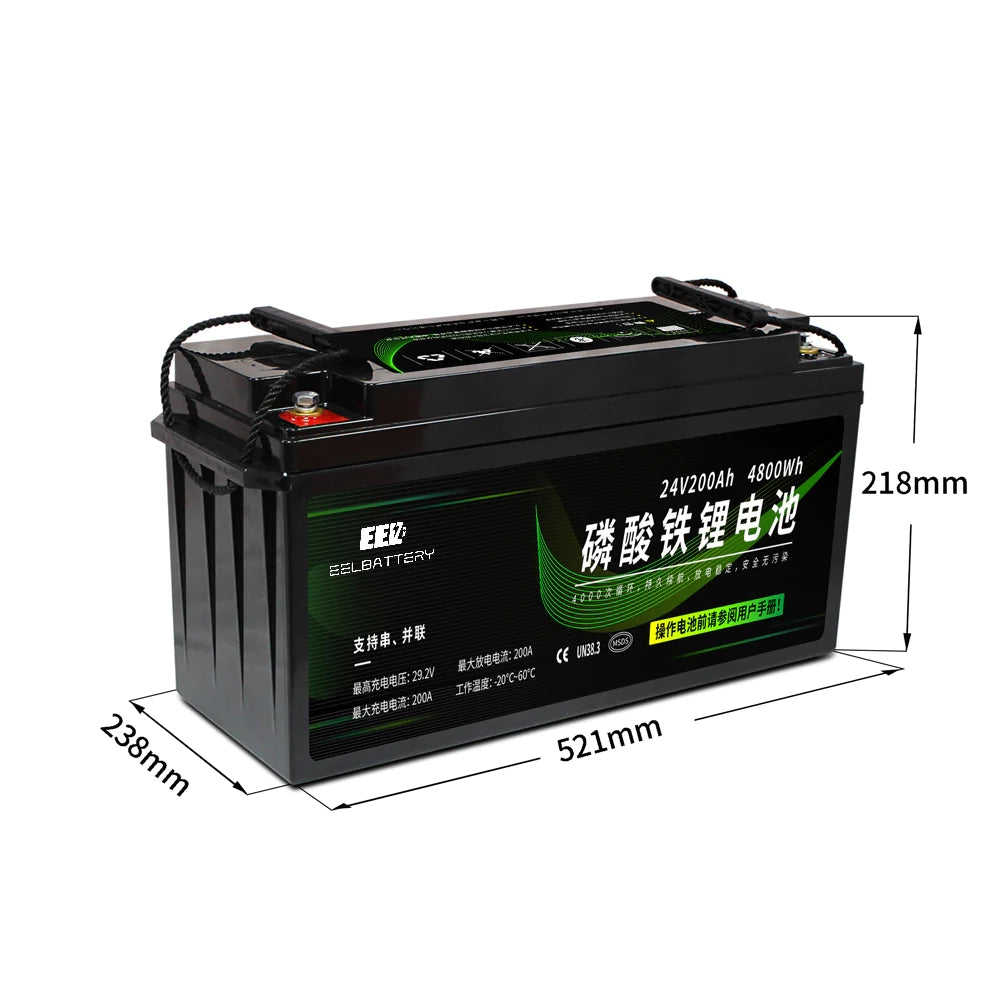 EEL 24V 200Ah Pre-assembled LiFePO4 Lithium Ion Built-in Bluetooth BMS Battery Pack