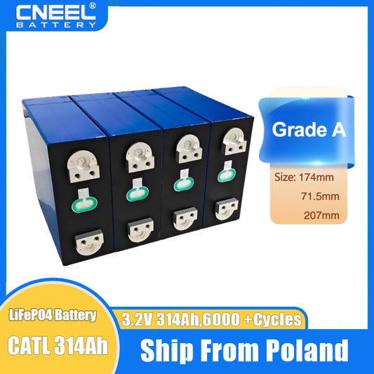 4PCS CATL 3.2V 314Ah Grade A Prismatic LiFePO4 Cells For household solar system,EU Stock