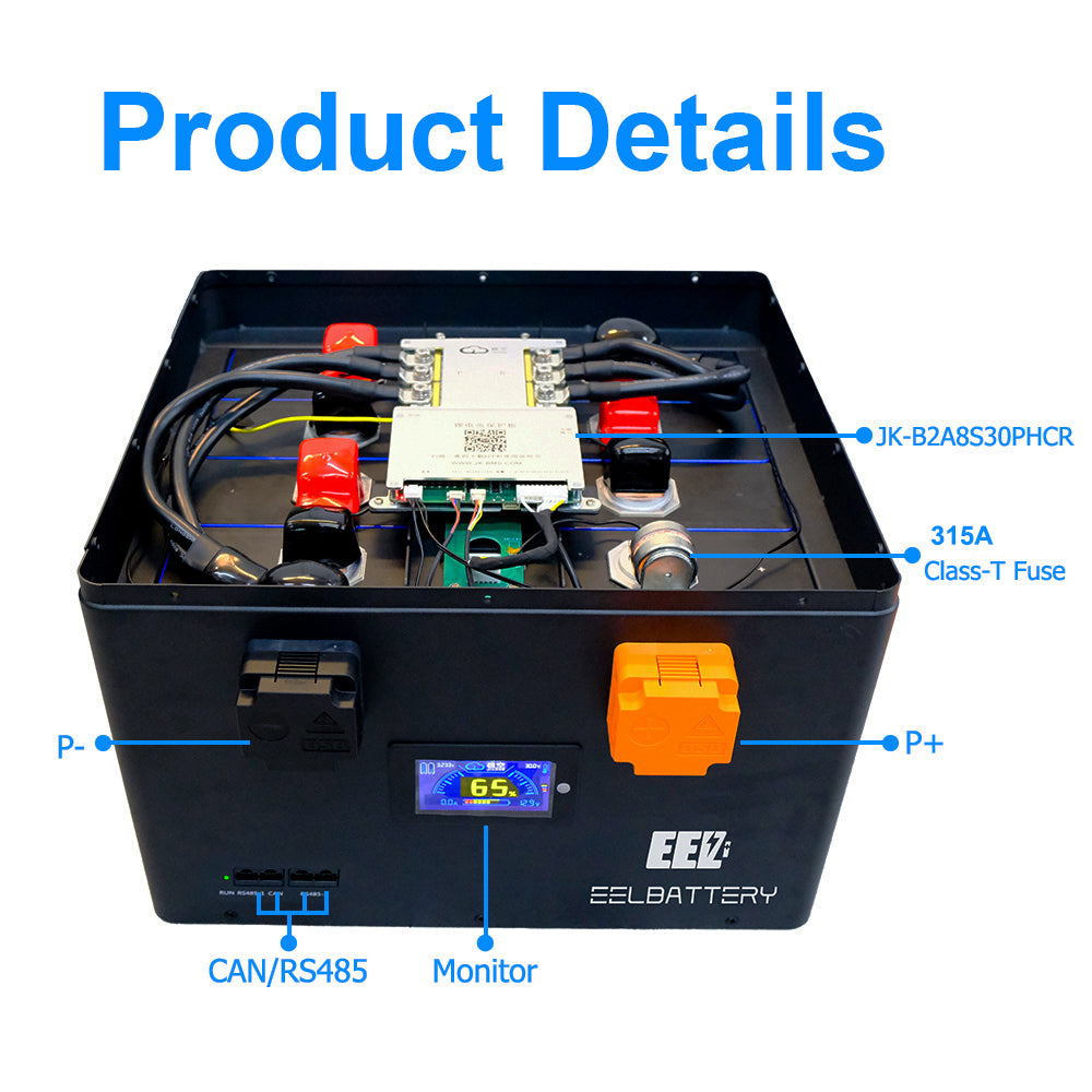 EEL 12V MB56 628Ah DIY Battery Box with Inverter Communication& Bluetooth, Featuring JK 300A BMS & Optional Heater