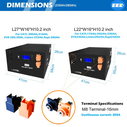 EEL V3 48V 16S Server Rack Battery DIY Unit 280 BOX 51.2V Stackable Type without Active Balancer