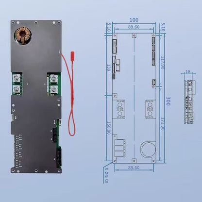 Dimensions of JK 150A/200A inverter BMS.