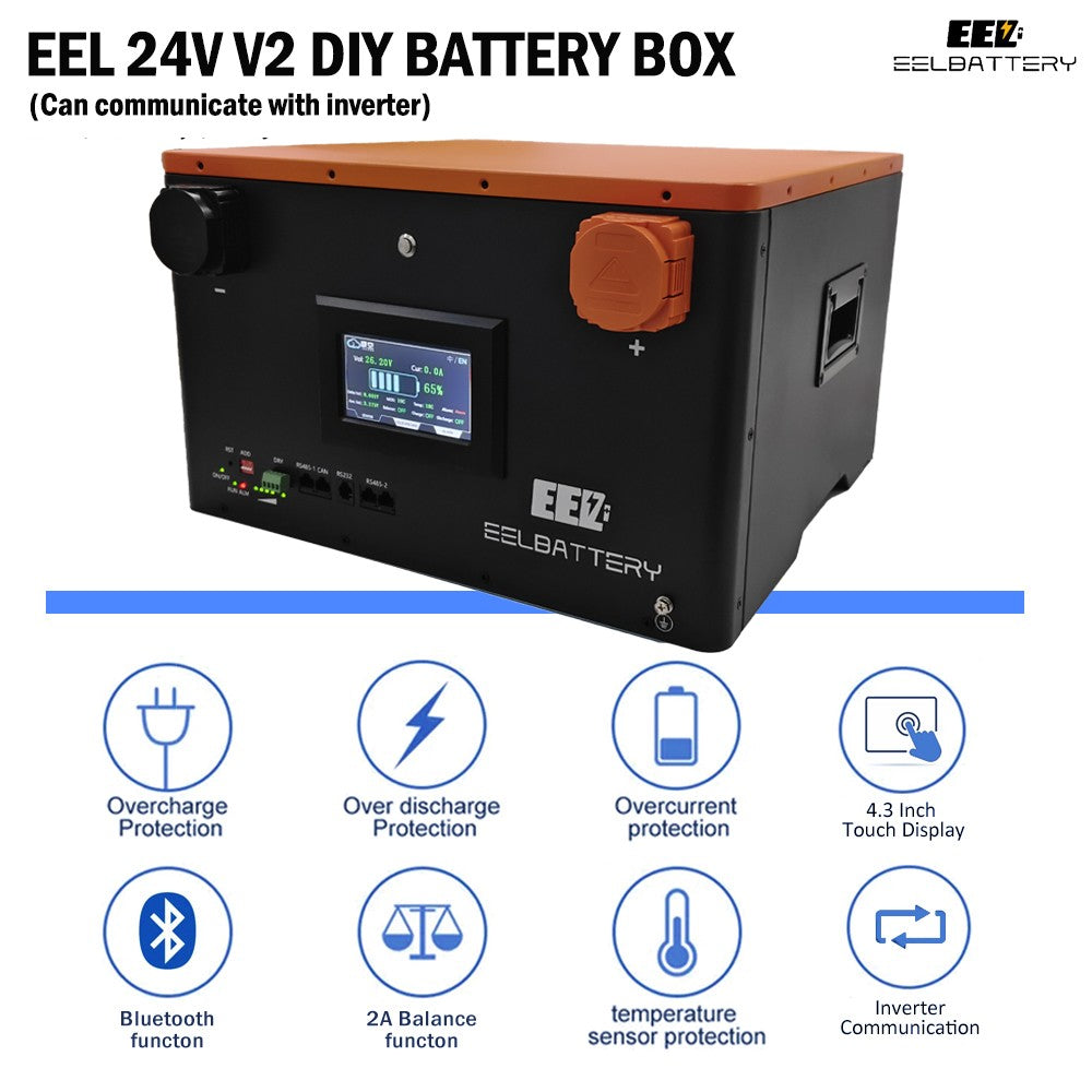 Upgraded-EEL 24V JK V2 Battery Box With 150A/200A inverter Bluetooth BMS,Best For Golf Cart,RV,EV,Boat