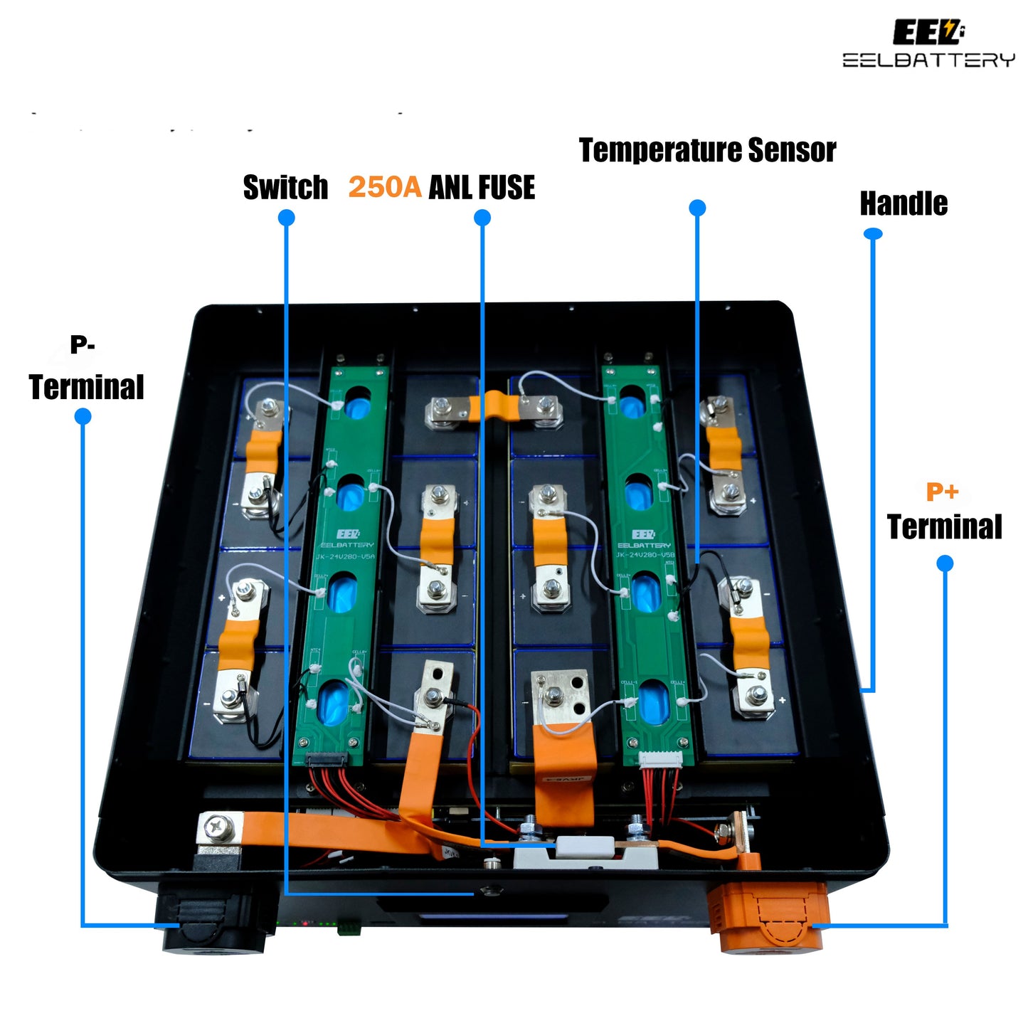 Upgraded-EEL 24V JK V2 Battery Box With 150A/200A inverter Bluetooth BMS,Best For Golf Cart,RV,EV,Boat