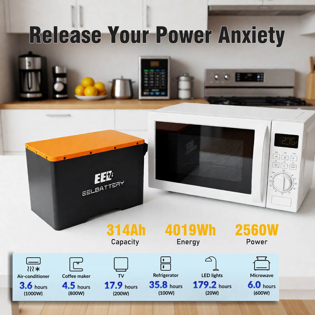 EEL 12V Deep-cycle LiFePO4 Battery , Built-in 200A JK BMS & Bluetooth,For Camping ,RV,EV