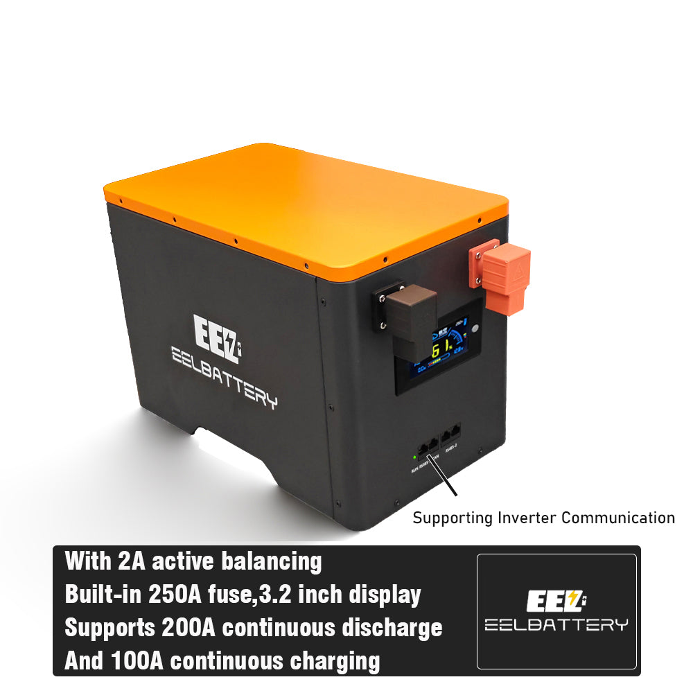 EEL 12 DIY battery box with JK 200A BMS and 3.2inch screen,supporting inverter communication.