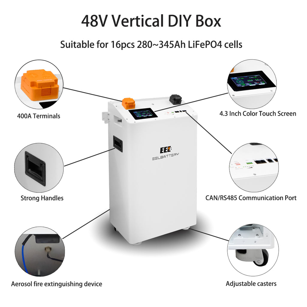 US Stock White V19 BMS V3 Vertical Box 16s 3.2V Lifepo4 Home Energy Storage Vertical EEL Battery Box