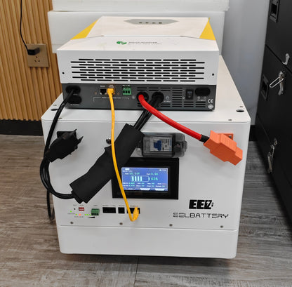 1 white 48V EEL V4 JK battery pack connected to the inverter