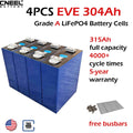 4PCS Grade A EVE 304Ah Rechargeable LiFePO4 battery cells,USA Stock
