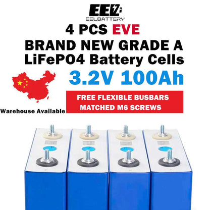 4PCS Level A EVE 3.2v 100Ah 105Ah  Genuine LiFePO4 Battery Cells China Inventory