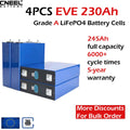 4PCS EVE 3.2V 230Ah Grade A Rechargeable LiFePO4 Cells,EU Stock