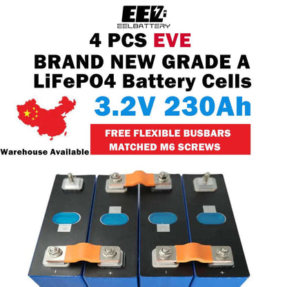 4PCS EVE 3.2V 230Ah Brand New LiFePO4 Battery Cells for DIY Solar Shipping From China