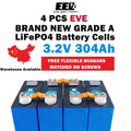 4PCS 3.2V 304Ah EVE304 with Double-thread Studs Level A LiFePO4 Battery Cells Full Capacity China Shipping