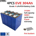 4-pack EVE 304Ah 1C discharge rate square lithium iron phosphate battery cells, available from CNEEL BATTERY European warehouse. 