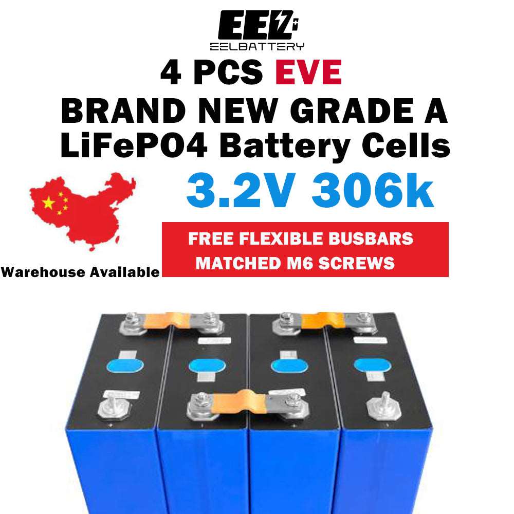 4PCS 3.2V 320ah EVE 306k MB30 HSEV LiFePO4 Recharegable Battery Cells