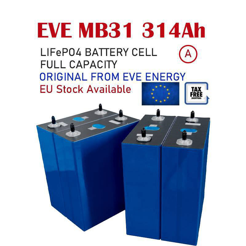 4PCS EVE Grade A MB31 314Ah Rechargeable LiFePO4 Battery Cells For Energy Storage,EU Stock