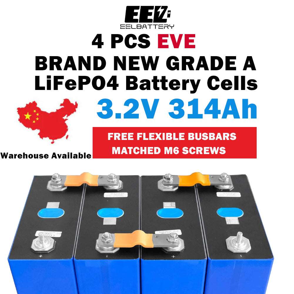 4PCS 3.2V EVE 314Ah MB31 HSEV LiFePO4 Battery Cells Full Capacity China stock