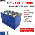 4pcs EVE  LF280K V3 LiFePO4 battery cells with original 2 hole studs,EU stock available.