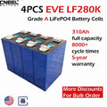 4PCS EVE lf280k V3 3.2V 310Ah Grade A with New Double Holes Studs LiFePO4 Cells ,USA Stock