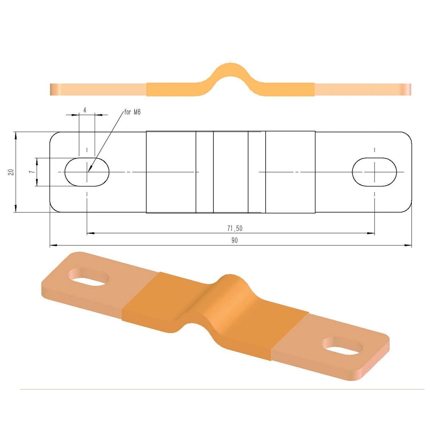 4PCS Flexible Nickel-Plated Copper Bus Bar Terminal Connectors with M3 Holes(Short/Long)