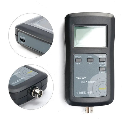 YR1035 New version LiFePO4 internal resistance voltage tester, USB charging, with 4 replaceable test heads