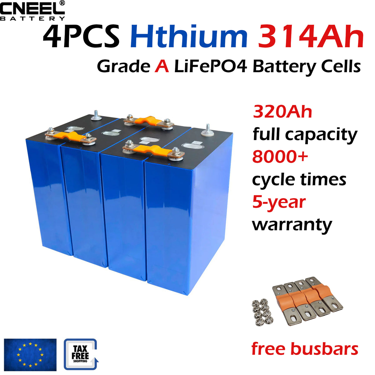 314ah Module 4PCS 3.2V Hithium 3.2V 314Ah Lifepo4 Battery Cells Rechargeable for RV ...
