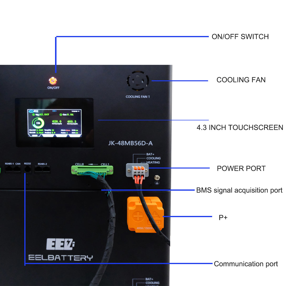 EEL 51.2V 32Kwh MB56 JK 300A BMS Diy LiFePO4 Battery Box Kit  For Home Energy Storage System Build