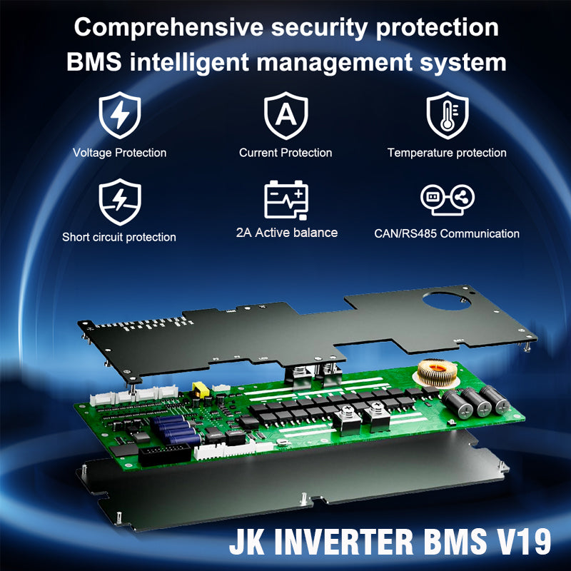 JK BMS has multiple protection functions, such as overvoltage protection, overcurrent protection, overtemperature protection, etc., as well as a unique 2A active balancing, which can intelligently manage your battery.