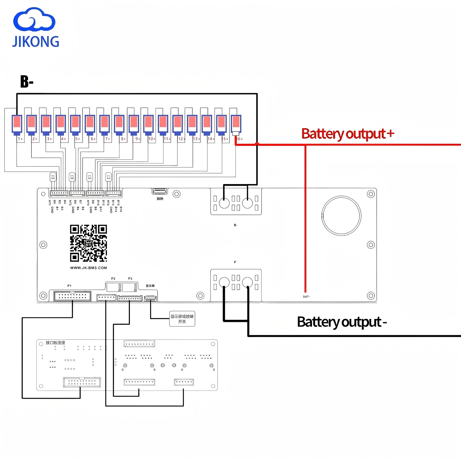 JK BMS and battery connection diagram.