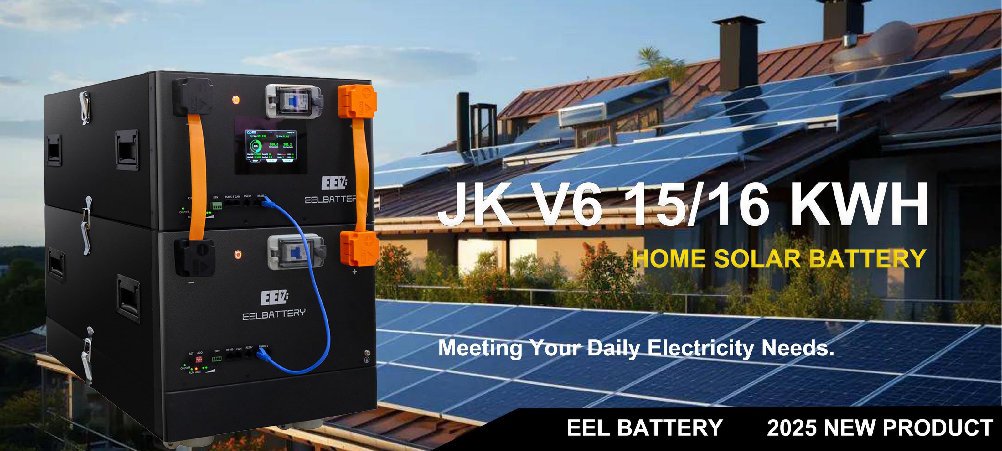 The EEL 48V JK V6 16kWh battery pack is a versatile home energy storage solution that utilizes safe LiFePO4 chemistry and an advanced BMS. Its key feature is broad compatibility with mainstream low-voltage inverters, making it an ideal and scalable choice for off-grid backup power and solar self-consumption applications.