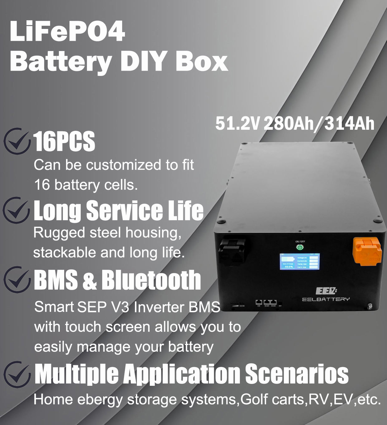Features of V1 48V horizontal diy battery Box