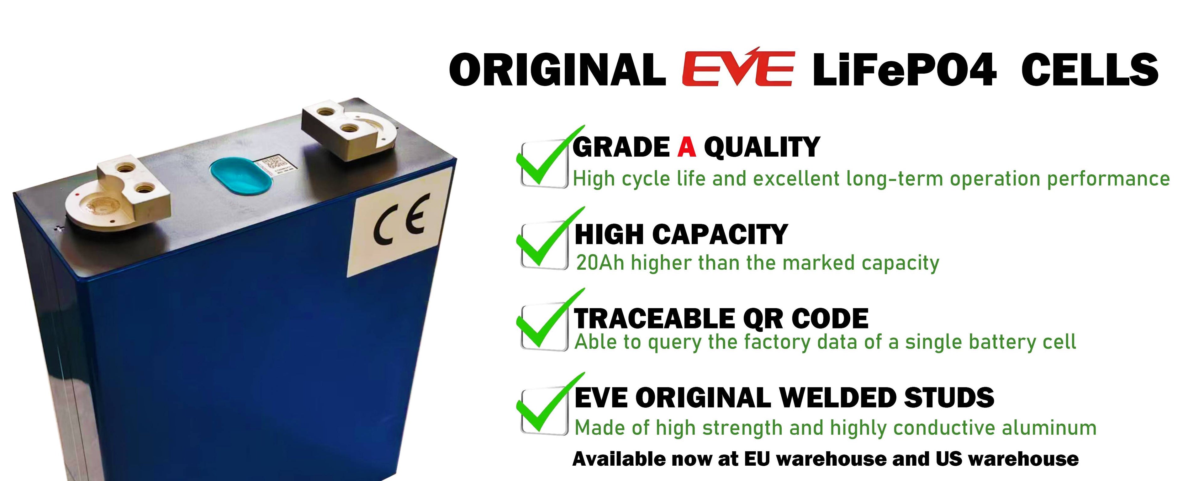 EEL BATTERY provides original EVE A-grade batteries with high capacity, long life and guaranteed quality. It is a trusted brand for you to build home energy storage batteries.