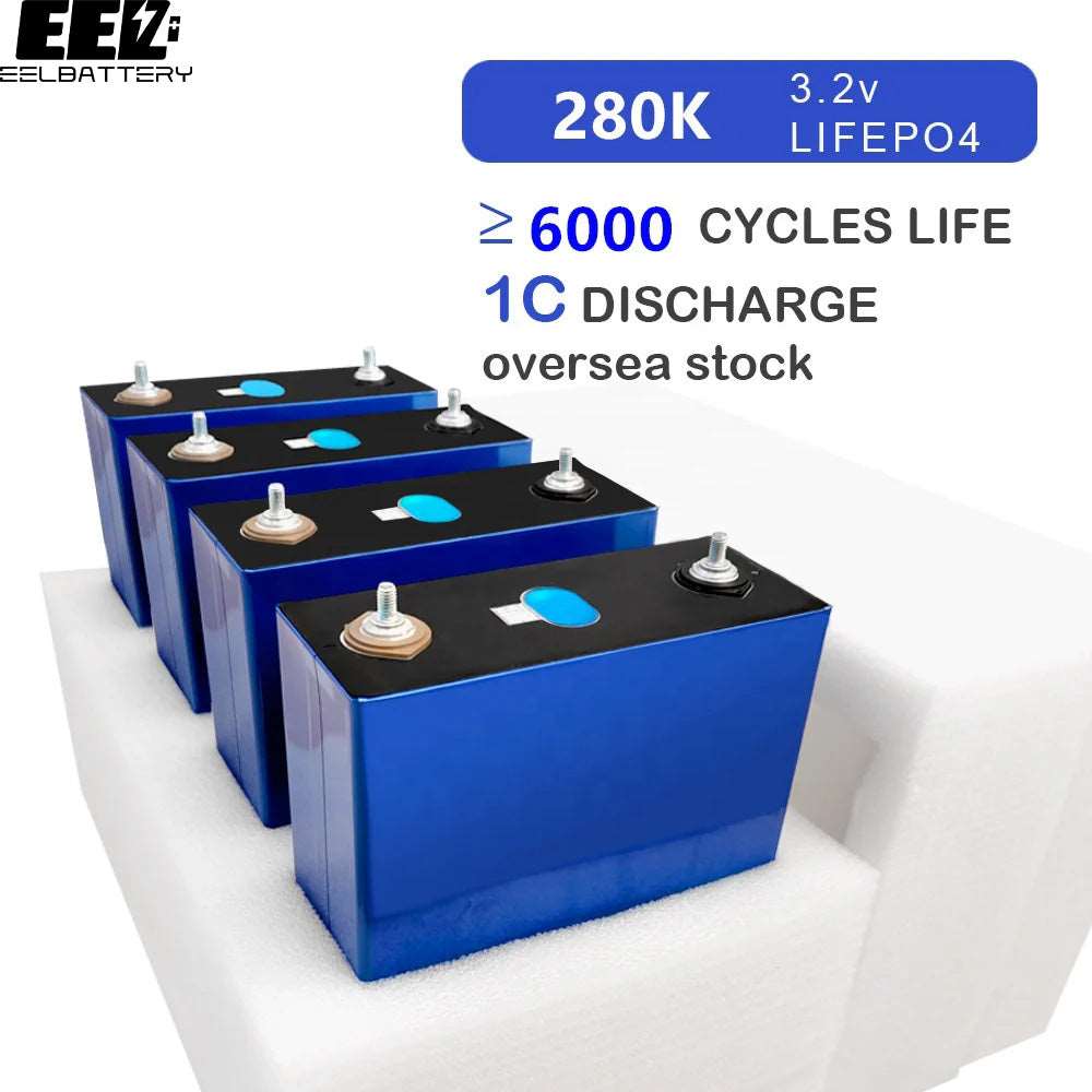 4PCS 280Ah 3.2V EVE lf280k Level A LiFePO4 Battery Cells with Bus Bars for DIY Solar EU Stock