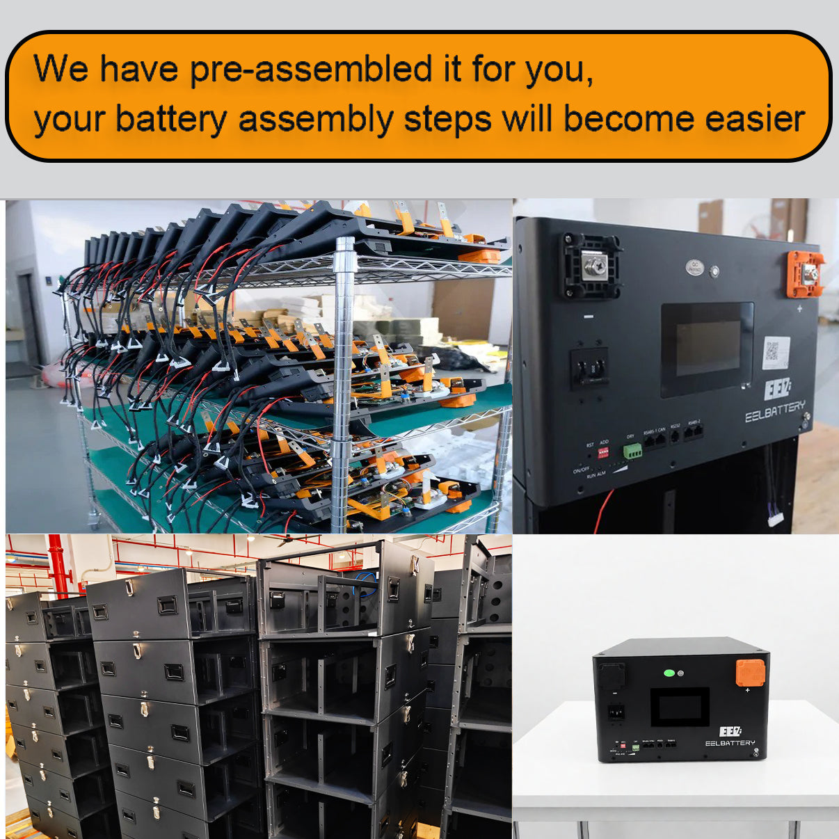 The pre-installed JK V6 pro battery box makes your assembly process easier; simply add your own square lithium iron phosphate cells and you can quickly assemble a server rack battery.