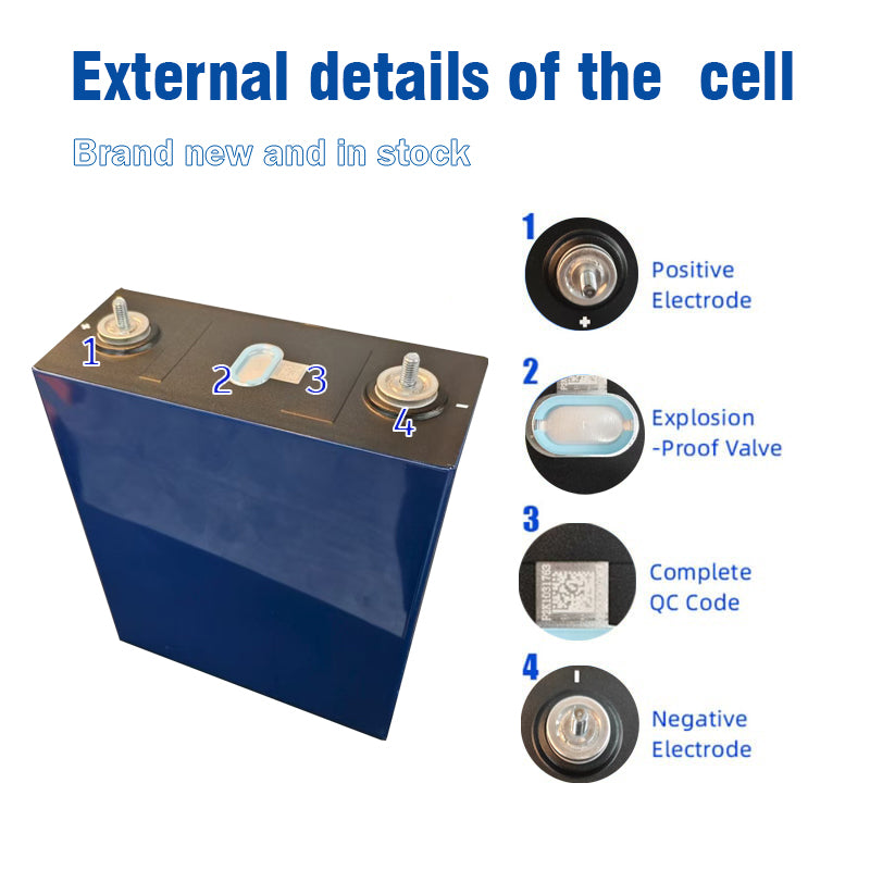 External details and introduction of CALB 314ah lithium iron phosphate (terminals and traceability QR code)