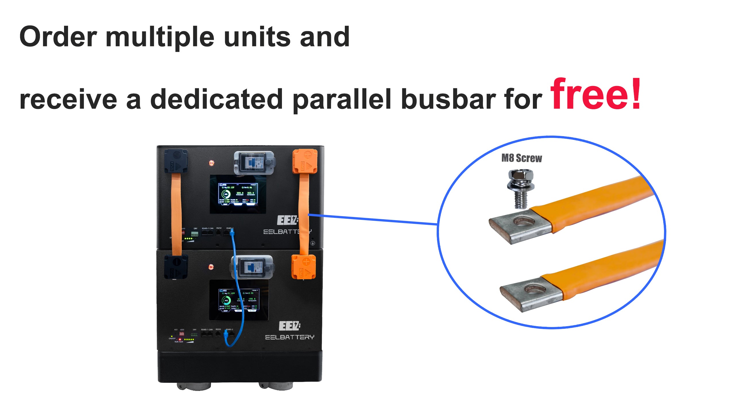 Order multiple EEL JK V6 16kwh home batteries and receive a free dedicated parallel busbar!