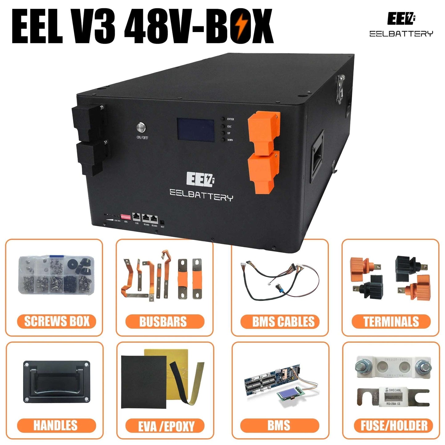 EEL 48V 16S 280 DIY LiFePO4 Battery Case 51.2V System NO BMS Ship From USA warehouse