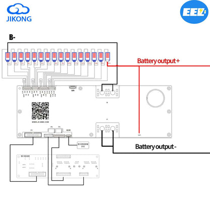 JK BMS and battery cell connection diagram